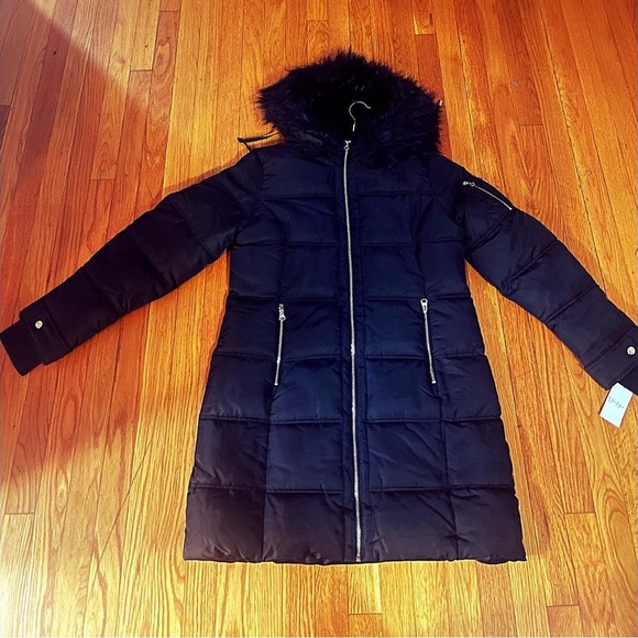 Jessica Simpson faux fur hooded winter coat…new with tags…black - Picture 2 of 2